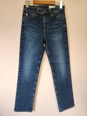 AG Saige High Rise Straight Leg Jeans Classic Blue Wash Aesthetic Denim Size 25